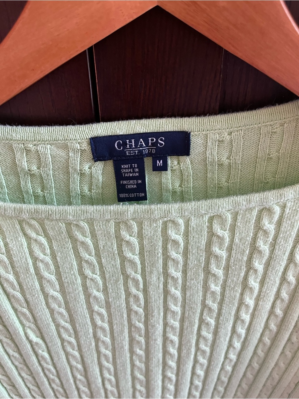 Chaps Women’s Mint Green Cable Boatneck Sweater - Picture 2 of 6